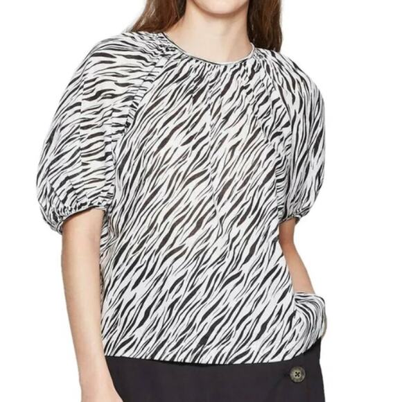 Who What Wear  Zebra print Puff short sleeve crewneck casual top pull over SZ 1X - Picture 1 of 8